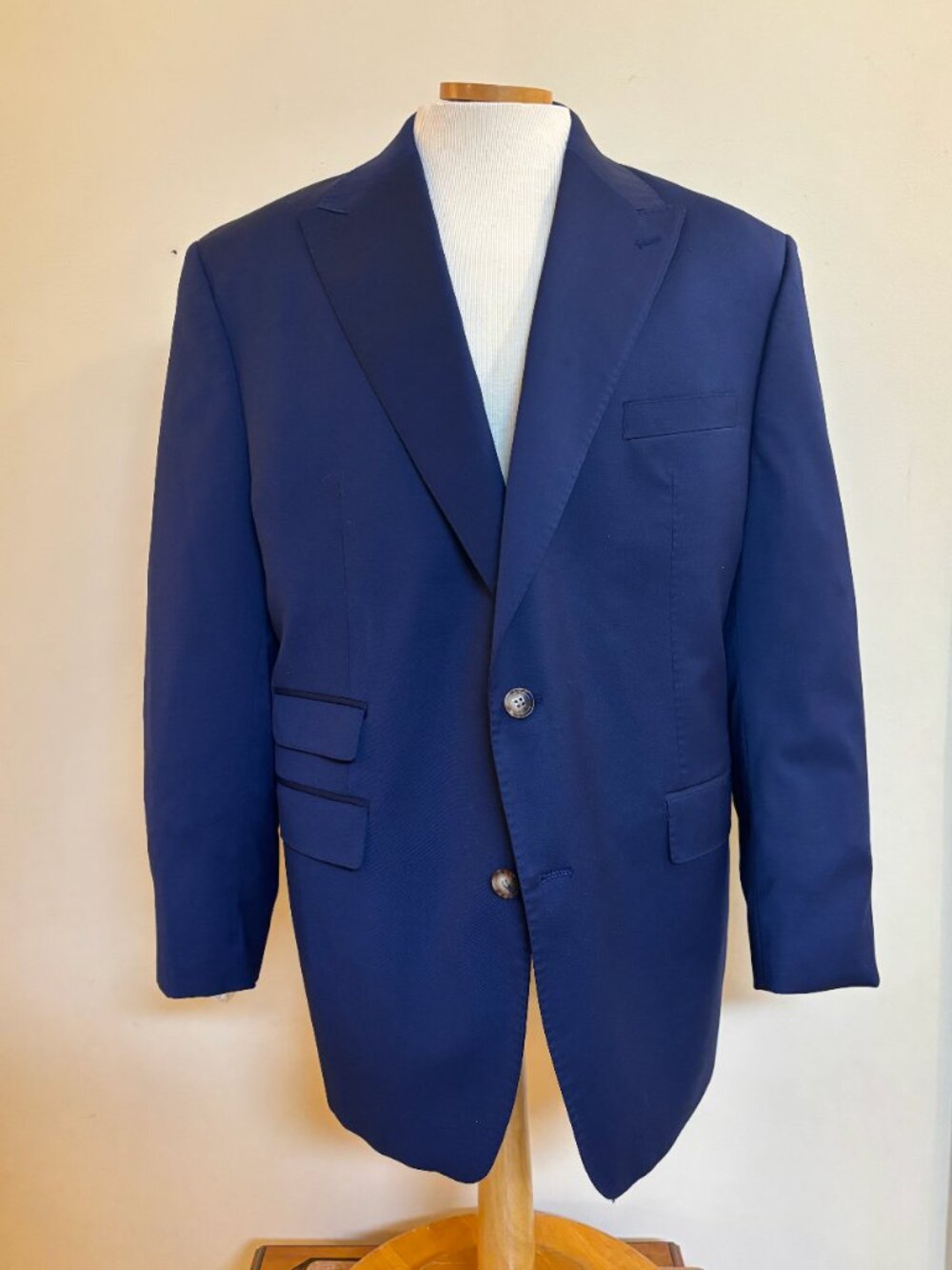 Private Label Mens Blue Wool Blazer Tailored Fit Sport Coat Size 44R